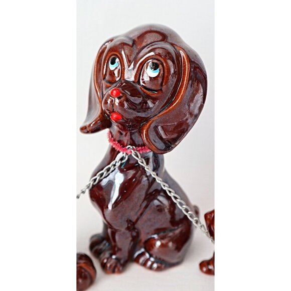 Vintage Chained Dog Family Mom & Pups Figurine Japan Lot B - Picture 2 of 5